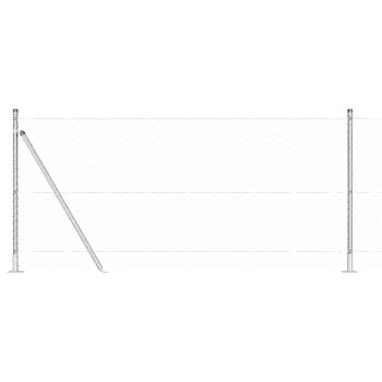 Sechseckzaun 1x50 m Verzinkter Stahl, Zaunpfosten mit Fußplatten 13 Stück Ø32mm 110cm Verzinkter Stahl