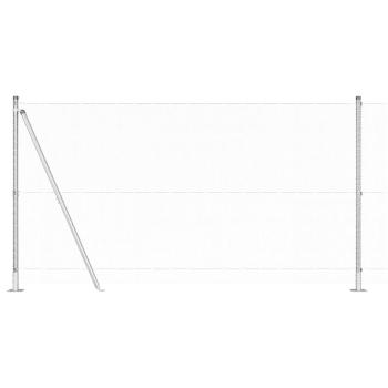 Sechseckzaun 1.2x50 m Verzinkter Stahl, Zaunpfosten mit Grundplatten 13 Stück Ø32mm 68.5cm Verzinkter Stahl