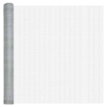 Sechseckzaun 1,4x50 m Verzinkter Stahl, Zaunpfosten mit Sockelplatten 13 Stk Ø32mm 78,5cm Verzinkter Stahl