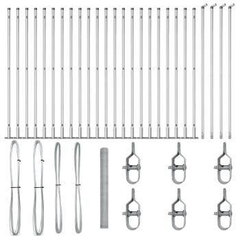 Sechseckzaun 1,5 x 50 m aus feuerverzinktem Stahl, Zaunpfosten mit Fußplatten 13 Stück Ø32mm 83,5cm aus feuerverzinktem Stahl