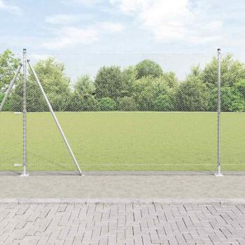 ARDEBO.de - Sechseckzaun 1,6x50 m Verzinkter Stahl, Zaunpfosten mit Fundamentplatten 13 Stück Ø32mm 88,5cm Verzinkter Stahl