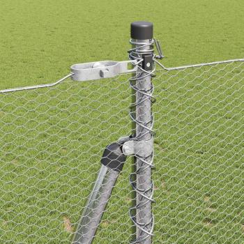 Sechseckzaun 1,6x50 m Verzinkter Stahl, Zaunpfosten mit Fundamentplatten 13 Stück Ø32mm 88,5cm Verzinkter Stahl