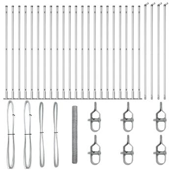 Sechseckzaun 1,6 x 50 m Verzinkter Stahl, Zaunpfosten mit Bodenplatten 13 Stück Ø32 mm 88,5 cm Verzinkter Stahl