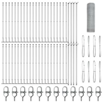 Hexagonzaun 1x100 m Galvanisierter Stahl, Zaunpfosten mit Unterlegplatten 13 Stück Ø32mm 110cm Galvanisierter Stahl