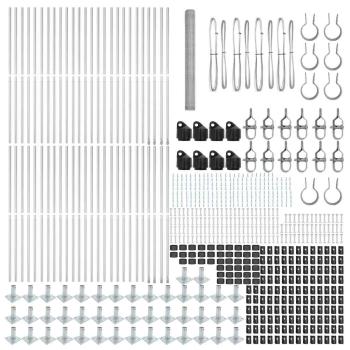 Hexagonzaun 1.4x100 m Verzinkter Stahl, Zaunpfosten mit Fußplatten 13 Stk Ø32mm 78.5cm Verzinkter Stahl
