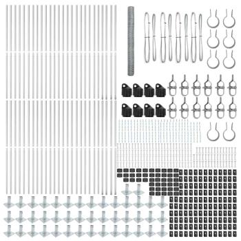 Sechseckzaun 1.4x100 m Verzinkter Stahl, Zaunpfosten mit Fußplatten 13 Stück Ø32mm 78.5cm Verzinkter Stahl
