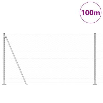 Hexagonzaun 1,4x100 m verzinkter Stahl, Zaunpfosten mit Basisplatten 13 Stk Ø32mm 78,5cm verzinkter Stahl