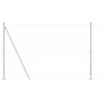 Hexagonzaun 1,4x100 m verzinkter Stahl, Zaunpfosten mit Basisplatten 13 Stk Ø32mm 78,5cm verzinkter Stahl