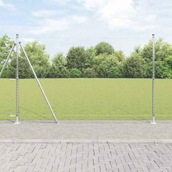 ARDEBO.de - Hexagonzaun 1,5x100 m aus verzinktem Stahl, Zaunpfosten mit Fußplatten 13 Stück Ø32mm 83,5cm aus verzinktem Stahl
