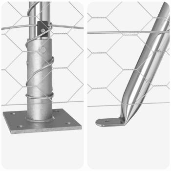 Sechseckzaun 1,5x100 m Verzinkter Stahl, Zaunpfosten mit Grundplatten 13 Stk Ø32mm 83,5cm Verzinkter Stahl