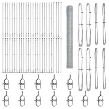 Hexagon Zaun 1,6x100 m Feuerverzinkter Stahl, Zaunpfosten mit Bodenplatten 13 Stück Ø32mm 88,5cm Feuerverzinkter Stahl