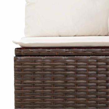 ARDEBO.de - 5-teiliges Garten-Sofa-Set mit Kissen Grau Poly-Rattan, 2-Sitzer Garten-Sofa mit Stauraum & Kissen Braun Poly-Rattan