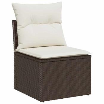 6-teiliges Garten Sofa Set mit Kissen in Grau Poly Rattan, 2-Sitzer Garten Sofa mit Stauraum & Kissen in Braun Poly Rattan