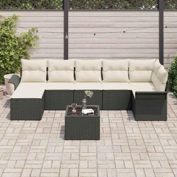 ARDEBO.de - 7-teiliges Garten Sofa Set mit Kissen Braunes Poly Rattan, 2-Sitzer Garten Sofa mit Stauraum & Kissen Schwarzes Poly Rattan