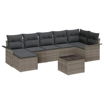 7-teiliges Garten Sofa Set mit Kissen Schwarz Poly-Rattan, 2-Sitzer Garten Sofa mit Stauraum & Kissen Grau Poly-Rattan