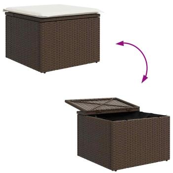 5-teiliges Garten-Sofa-Set mit Kissen Braun Poly-Rattan, 2-Sitzer Garten-Sofa mit Stauraum & Kissen Braun Poly-Rattan
