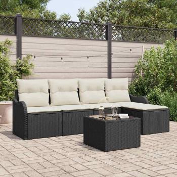 ARDEBO.de - 5-teiliges Garten Sofa Set mit Kissen Braun Poly Rattan, 2-Sitzer Garten Sofa mit Stauraum & Kissen Schwarz Poly Rattan