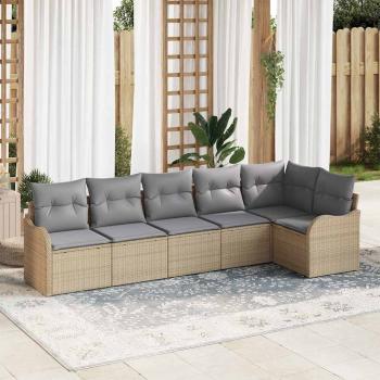 ARDEBO.de - Gartensofa-set mit Speicher 6 pcs Beige Poly-Rattan