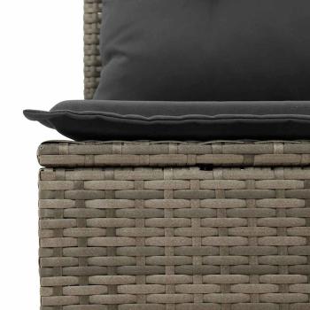 8-teiliges Garten-Sofa-Set mit Kissen Grau Poly Rattan, 2-Sitzer Garten-Sofa mit Stauraum & Kissen Grau Poly Rattan