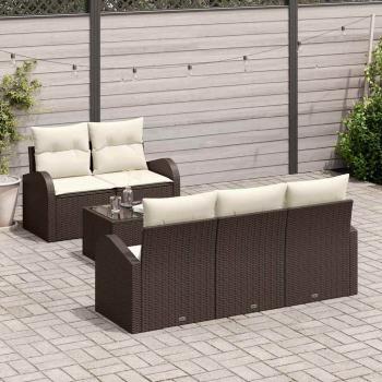 ARDEBO.de - Gartensofa-set 6 stk. 5-Sitzanzahl Braun und Creme Poly-Rattan