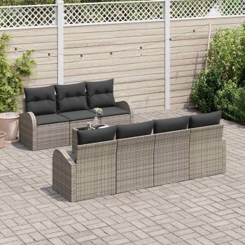 ARDEBO.de - 8-teiliges Garten Sofa Set mit Kissen Grau Poly Rattan, 2-Sitzer Garten Sofa mit Stauraum & Kissen Grau Poly Rattan