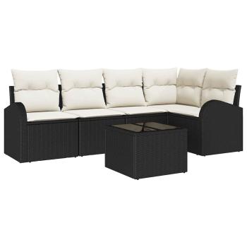 5-teiliges Garten Sofa Set mit Kissen Braun Poly Rattan, 2-Sitzer Garten Sofa mit Stauraum und Kissen Schwarz Poly Rattan