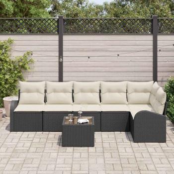 6-teiliges Garten-Sofa-Set mit Kissen Braun Poly-Rattan, 2-Sitzer Garten-Sofa mit Stauraum & Kissen Schwarz Poly-Rattan