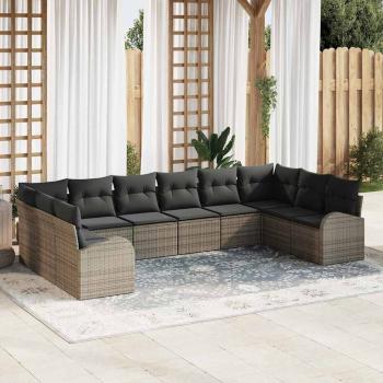 ARDEBO.de - Gartensofa-set 10 stk. Grau Poly-Rattan