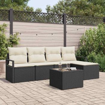 ARDEBO.de - 5-teiliges Garten Sofa Set mit Kissen Braunes Poly Rattan, 2-Sitzer Garten Sofa mit Stauraum & Kissen Schwarzes Poly Rattan