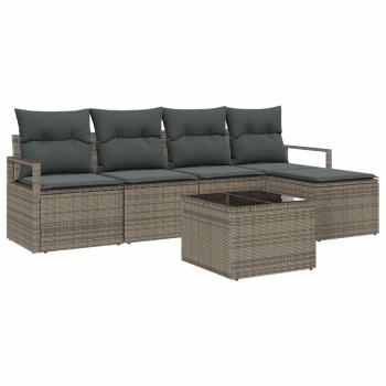 Sofa Set 6 stk. Hellgrau Poly-Rattan