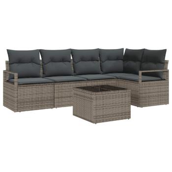 ARDEBO.de - 5-teiliges Garten Sofa Set mit Kissen Schwarz Poly Rattan, 2-Sitzer Garten Sofa mit Stauraum & Kissen Grau Poly Rattan