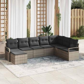 ARDEBO.de - 8-teiliges Garten Sofa Set mit Kissen schwarzes Poly Rattan, 2-Sitzer Garten Sofa mit Stauraum & Kissen schwarzes Poly Rattan