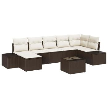 ARDEBO.de - 7-teiliges Garten Sofa Set mit Kissen aus grauem Poly Rattan