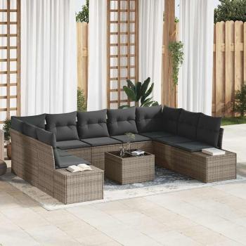 ARDEBO.de - Gartensofa-set 9 stk. 8-Sitzanzahl Grau Polyrattan