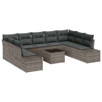Gartensofa-set 9 stk. 8-Sitzanzahl Grau Polyrattan