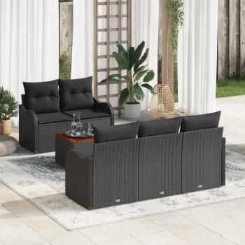 ARDEBO.de - Gartensofa-set 6 stk. 5-Sitzanzahl Schwarz Poly-Rattan