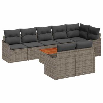 Gartensofa-set 9 stk. Grau Poly-Rattan