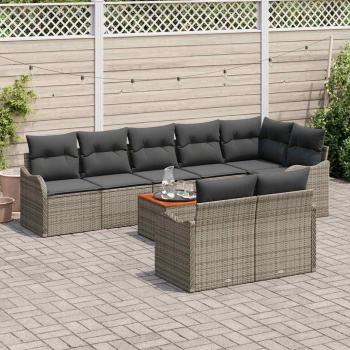 Gartensofa-set 9 stk. Grau Poly-Rattan