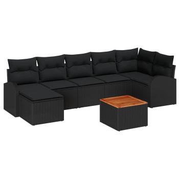 Gartensofa-set 8 stk. Schwarz Poly-Rattan