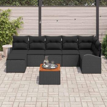 Gartensofa-set 8 stk. Schwarz Poly-Rattan