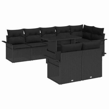 ARDEBO.de - Gartensofa-set 9 stk. Schwarz [Synthetisch]: Poly Rattan