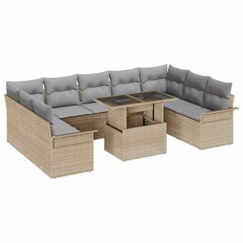 ARDEBO.de - Gartensofa-set 10 stk. Beige Poly Rattan
