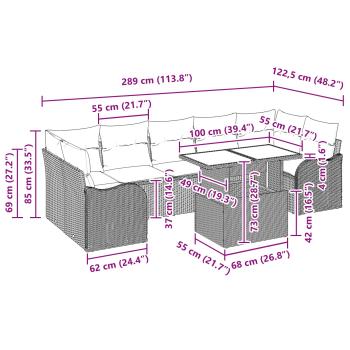 Gartensofa-set mit Kissen mit Speicher 8 pcs Braun Poly Rattan