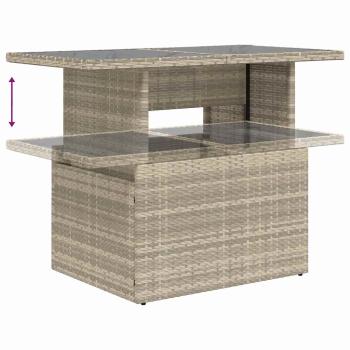 7-teiliges Garten-Sofa-Set mit Kissen Hellgrau Poly Rattan, 2-Sitzer Garten-Sofa mit Stauraum & Kissen Hellgrau Poly Rattan