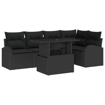 Gartensofa-set 6 stk. 5-Sitzanzahl Schwarz Poly Rattan