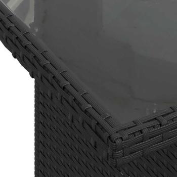 7-teiliges Garten Sofa Set mit Kissen Schwarz Poly Rattan, 2-Sitzer Garten Sofa mit Stauraum & Kissen Schwarz Poly Rattan