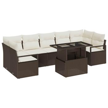 Gartensofa-set 8 stk. Braun Poly Rattan
