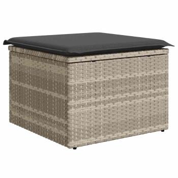 9-teiliges Garten Sofa Set mit Kissen Hellgrau Poly Rattan, 2-Sitzer Garten Sofa mit Stauraum & Kissen Grau Poly Rattan