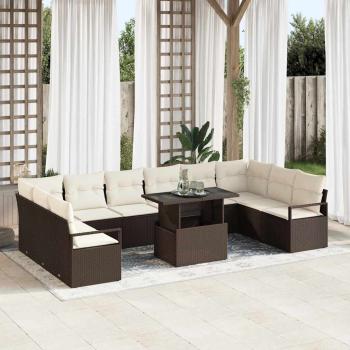 ARDEBO.de - Gartensofa-set 11 stk. Braun Poly-Rattan