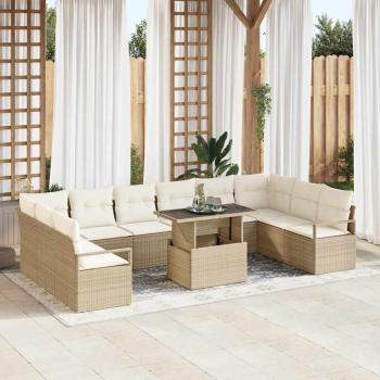ARDEBO.de - Gartensofa-set 11 Stk. Beige Poly-Rattan